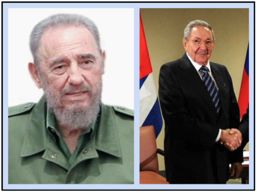 Images of Fidel Castro and Raul Castro.